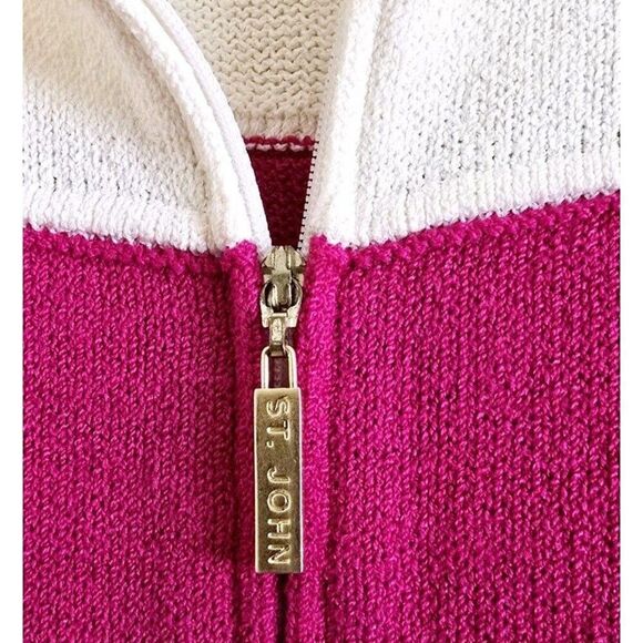 St. John Collection Wool Blend Size XL Color Block Zip-Up Cardigan Sweater - Picture 10 of 14